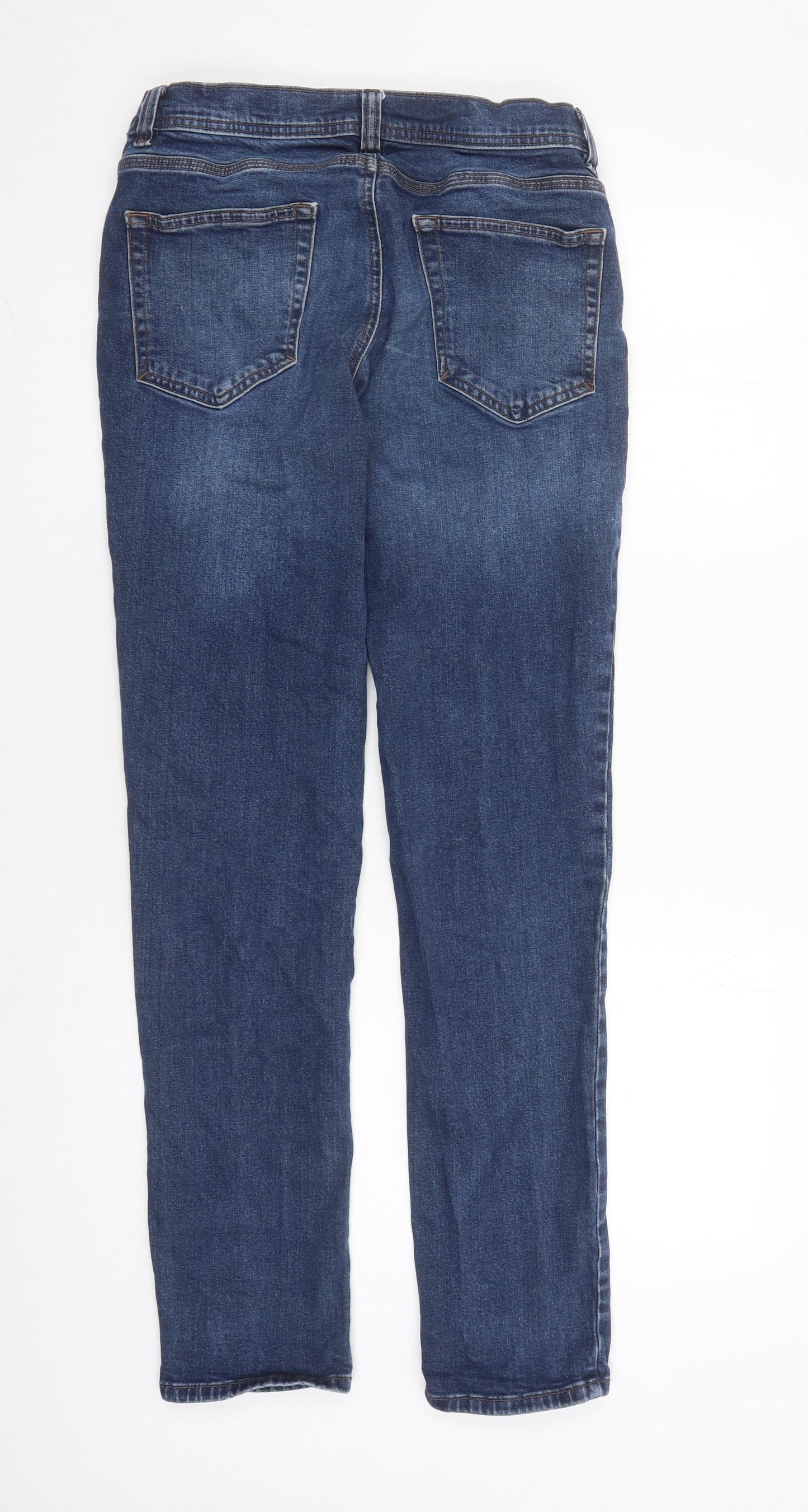 F&F Mens Blue Cotton Straight Jeans Size 32 in L30 in Regular Zip