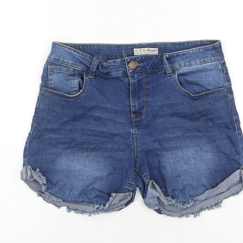 Denim & Co. Womens Blue Cotton Cut-Off Shorts Size 14 L3 in Regular Zip