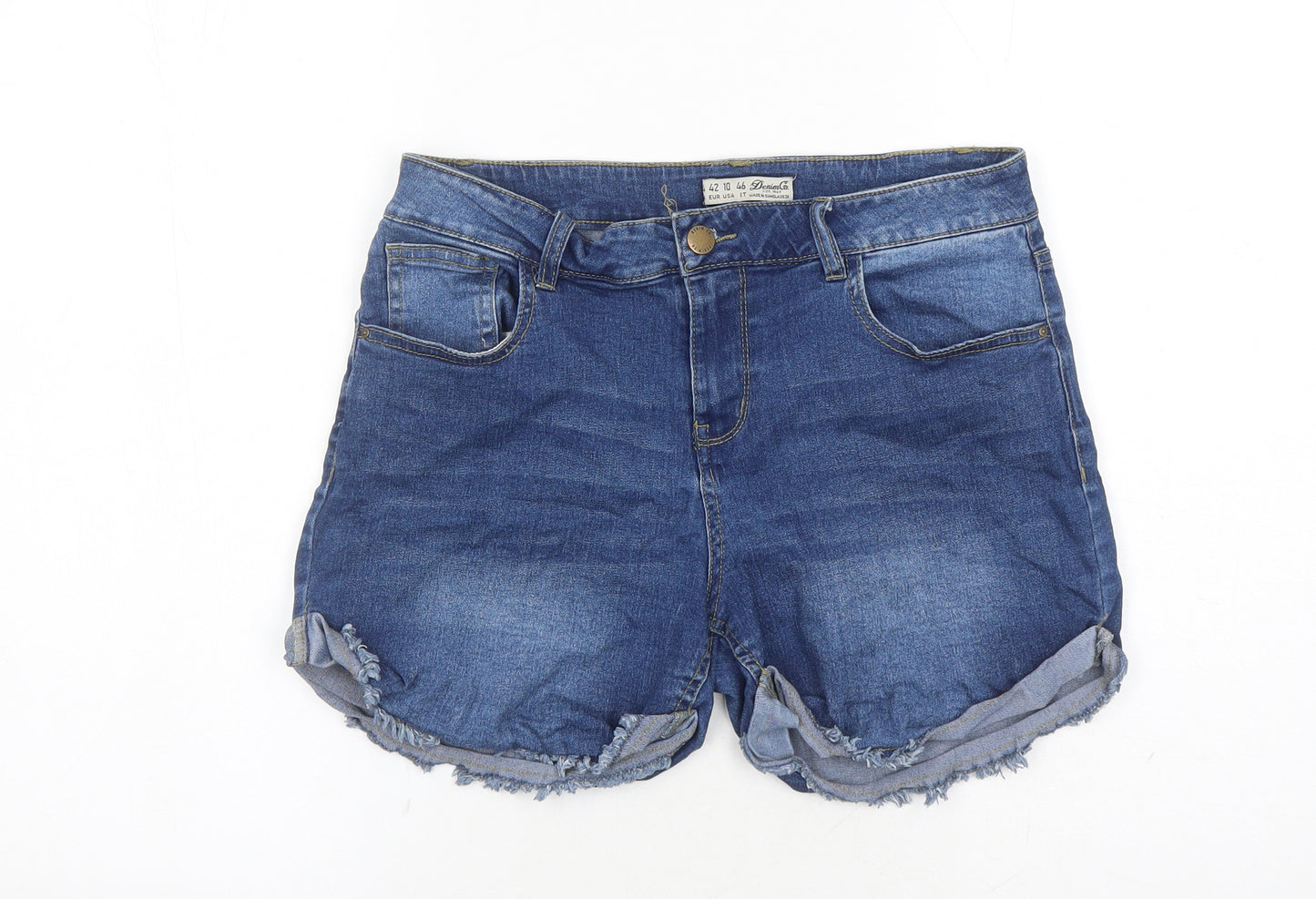 Denim & Co. Womens Blue Cotton Cut-Off Shorts Size 14 L3 in Regular Zip