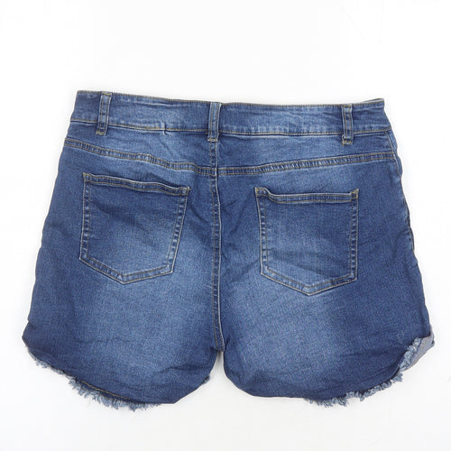 Denim & Co. Womens Blue Cotton Cut-Off Shorts Size 14 L3 in Regular Zip