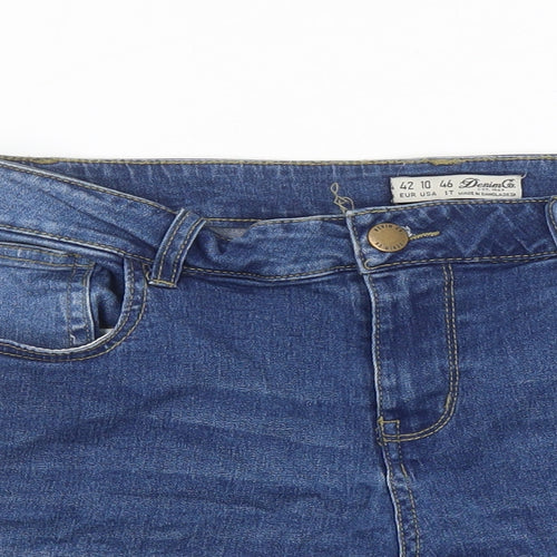 Denim & Co. Womens Blue Cotton Cut-Off Shorts Size 14 L3 in Regular Zip