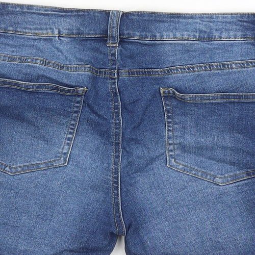Denim & Co. Womens Blue Cotton Cut-Off Shorts Size 14 L3 in Regular Zip