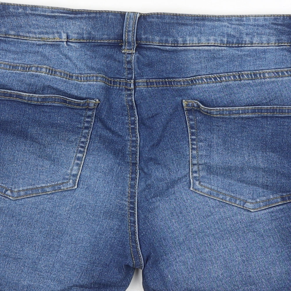 Denim & Co. Womens Blue Cotton Cut-Off Shorts Size 14 L3 in Regular Zip