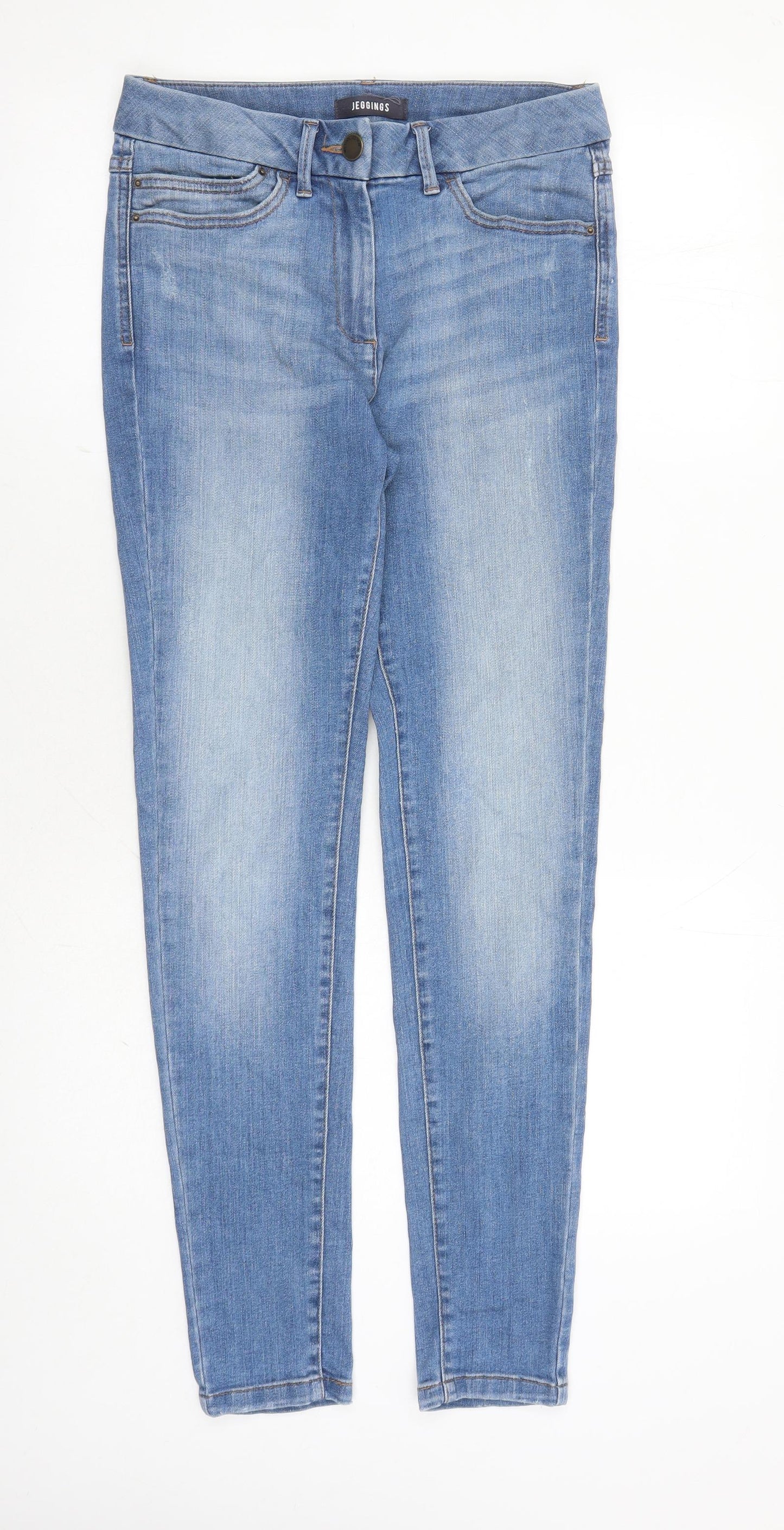 Marks and Spencer Womens Blue Cotton Jegging Jeans Size 10 L29 in Regular Zip