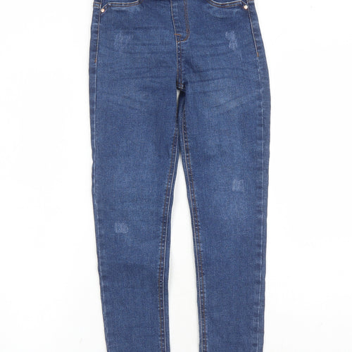 Denim & Co. Girls Blue Cotton Jegging Jeans Size 9-10 Years L22 in Regular - Fringe Detail