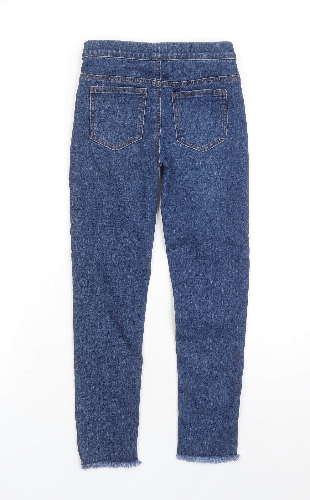 Denim & Co. Girls Blue Cotton Jegging Jeans Size 9-10 Years L22 in Regular - Fringe Detail