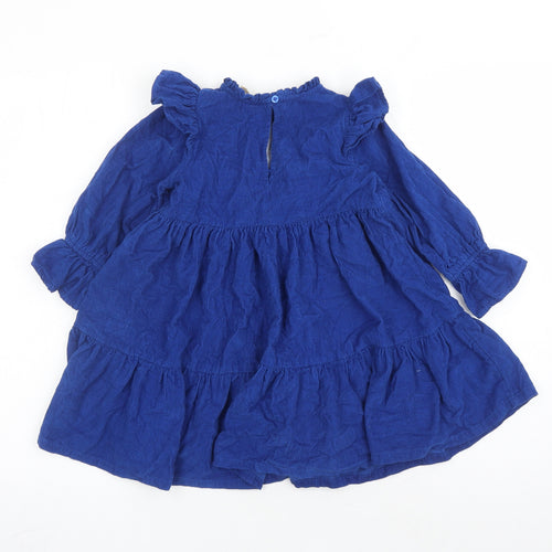 Angel&Rocket Girls Blue 100% Cotton Trapeze & Swing Size 4 Years Round Neck Button - Embroidered Detail