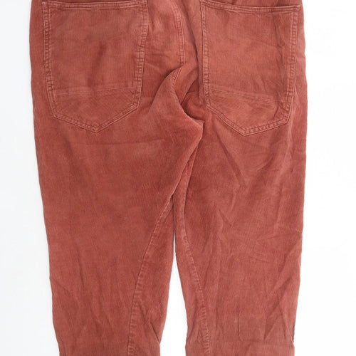 River Island Mens Brown Cotton Carrot Trousers Size 36 in L26 in Regular Zip - Short Leg