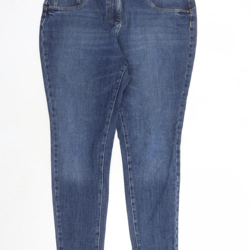 NEXT Womens Blue Cotton Straight Jeans Size 16 L25 in Regular Zip - Short Leg