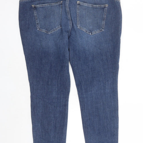 NEXT Womens Blue Cotton Straight Jeans Size 16 L25 in Regular Zip - Short Leg