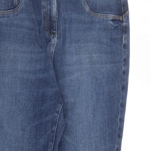 NEXT Womens Blue Cotton Straight Jeans Size 16 L25 in Regular Zip - Short Leg