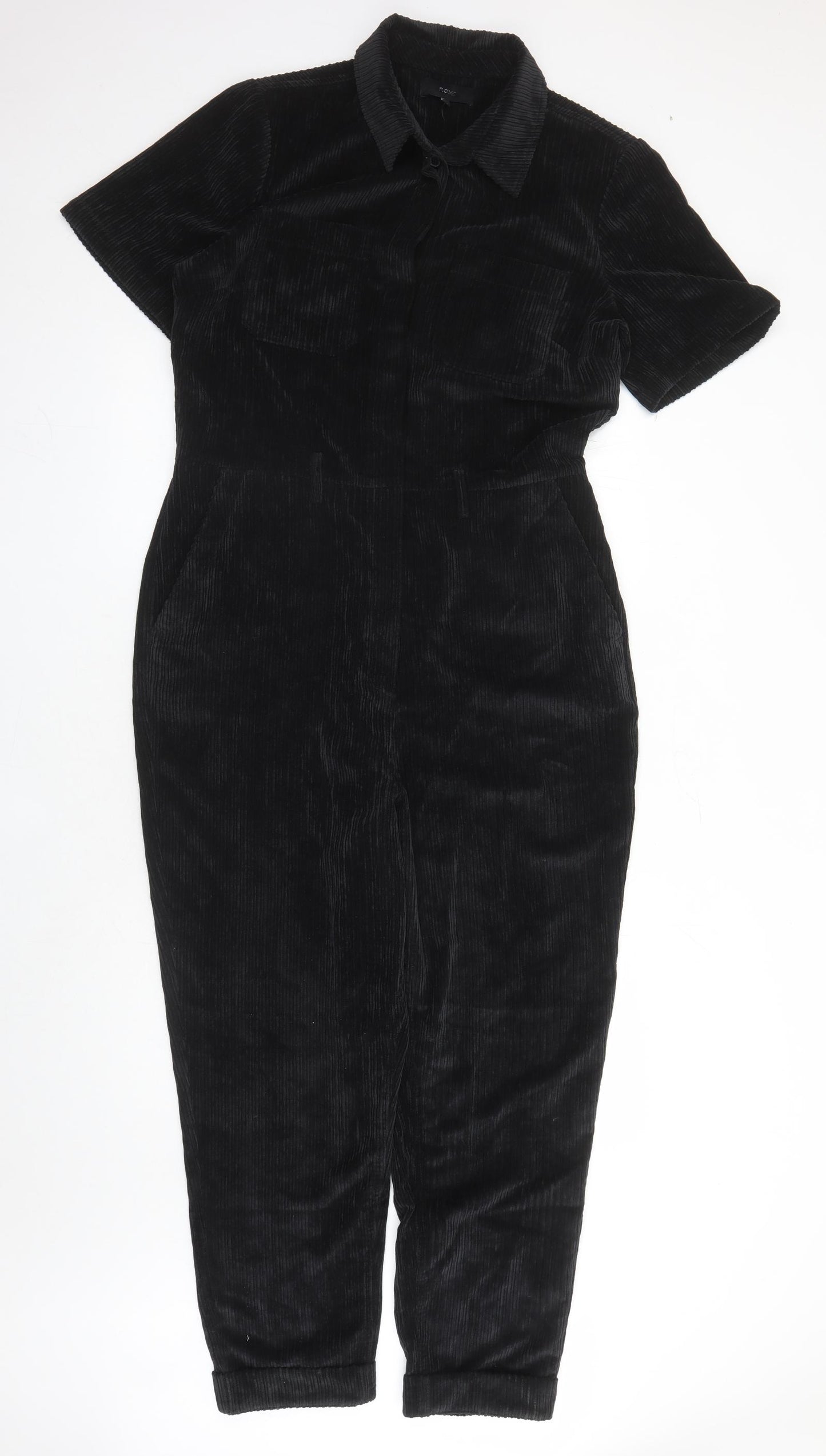 NEXT Womens Black Polyester Jumpsuit One-Piece Size 14 L25 in Button