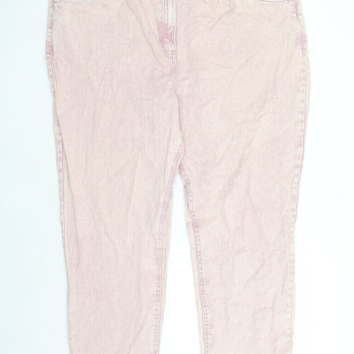TU Womens Pink Cotton Straight Jeans Size 22 L27 in Regular Zip