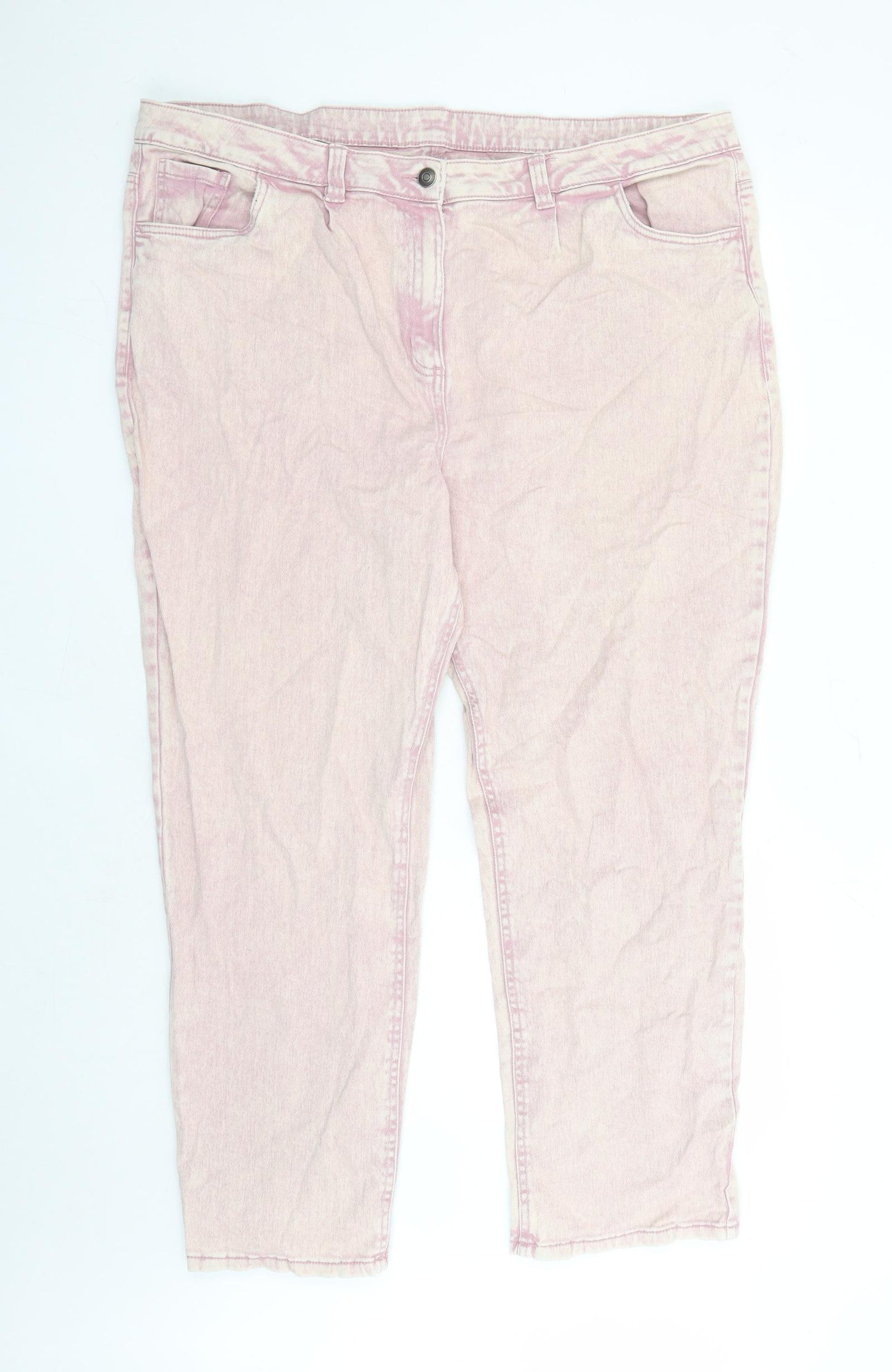 TU Womens Pink Cotton Straight Jeans Size 22 L27 in Regular Zip