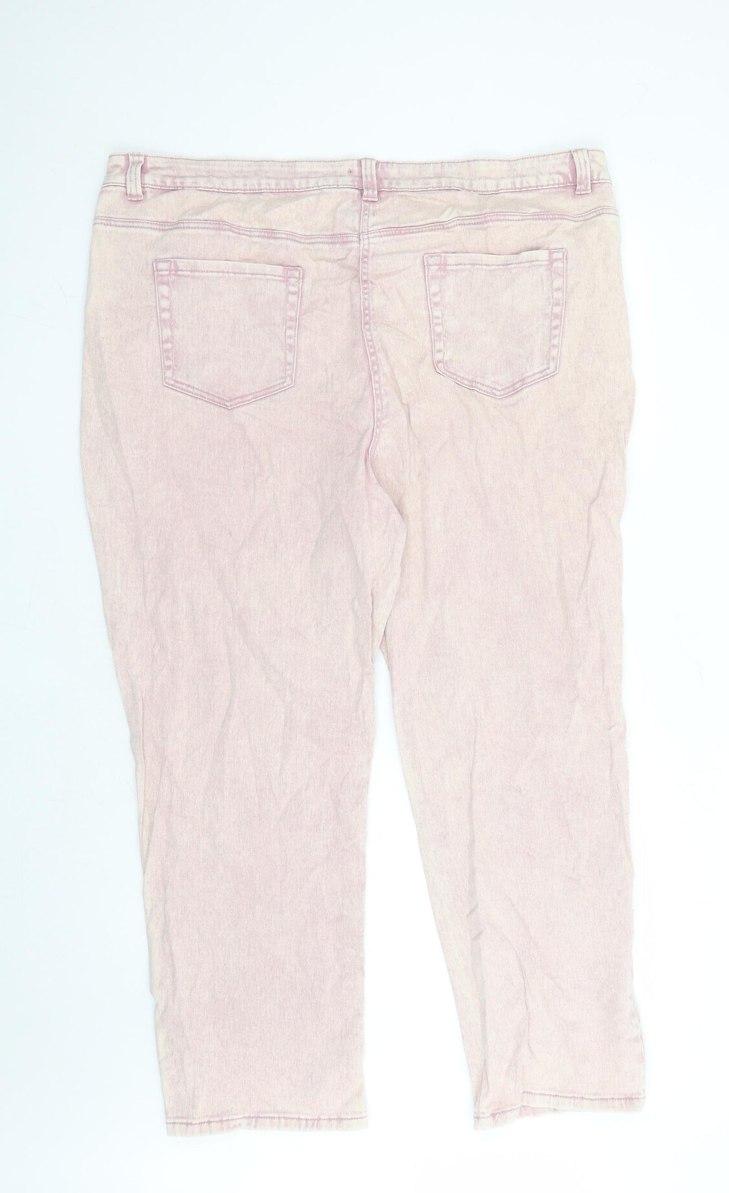 TU Womens Pink Cotton Straight Jeans Size 22 L27 in Regular Zip