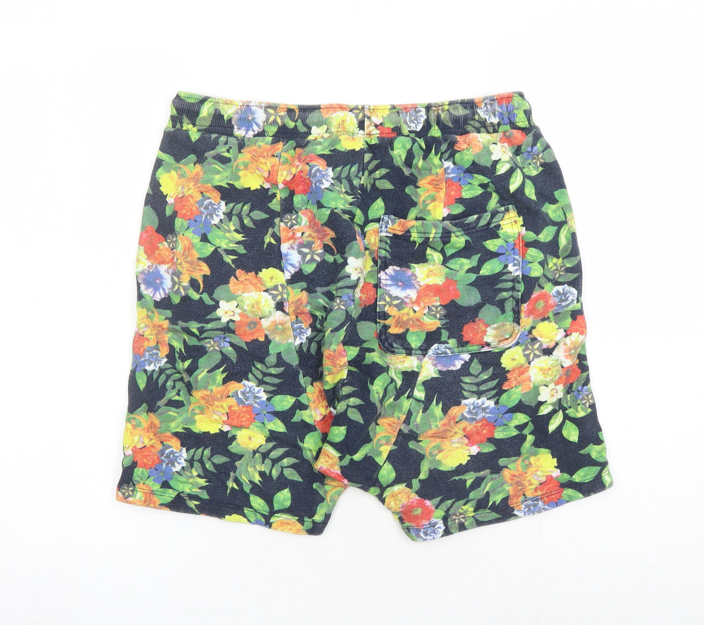 Zara Mens Multicoloured Floral Polyester Sweat Shorts Size XL Regular Drawstring - Elasticated Waist