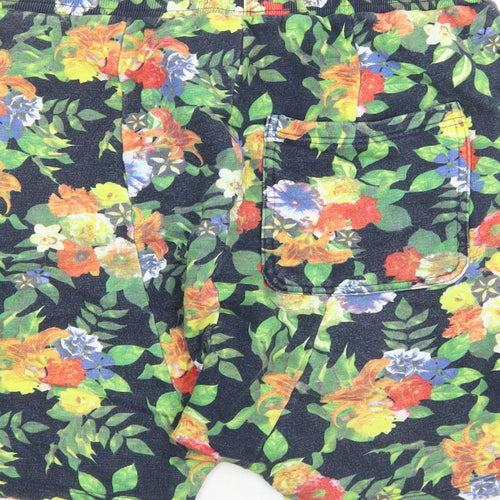 Zara Mens Multicoloured Floral Polyester Sweat Shorts Size XL Regular Drawstring - Elasticated Waist