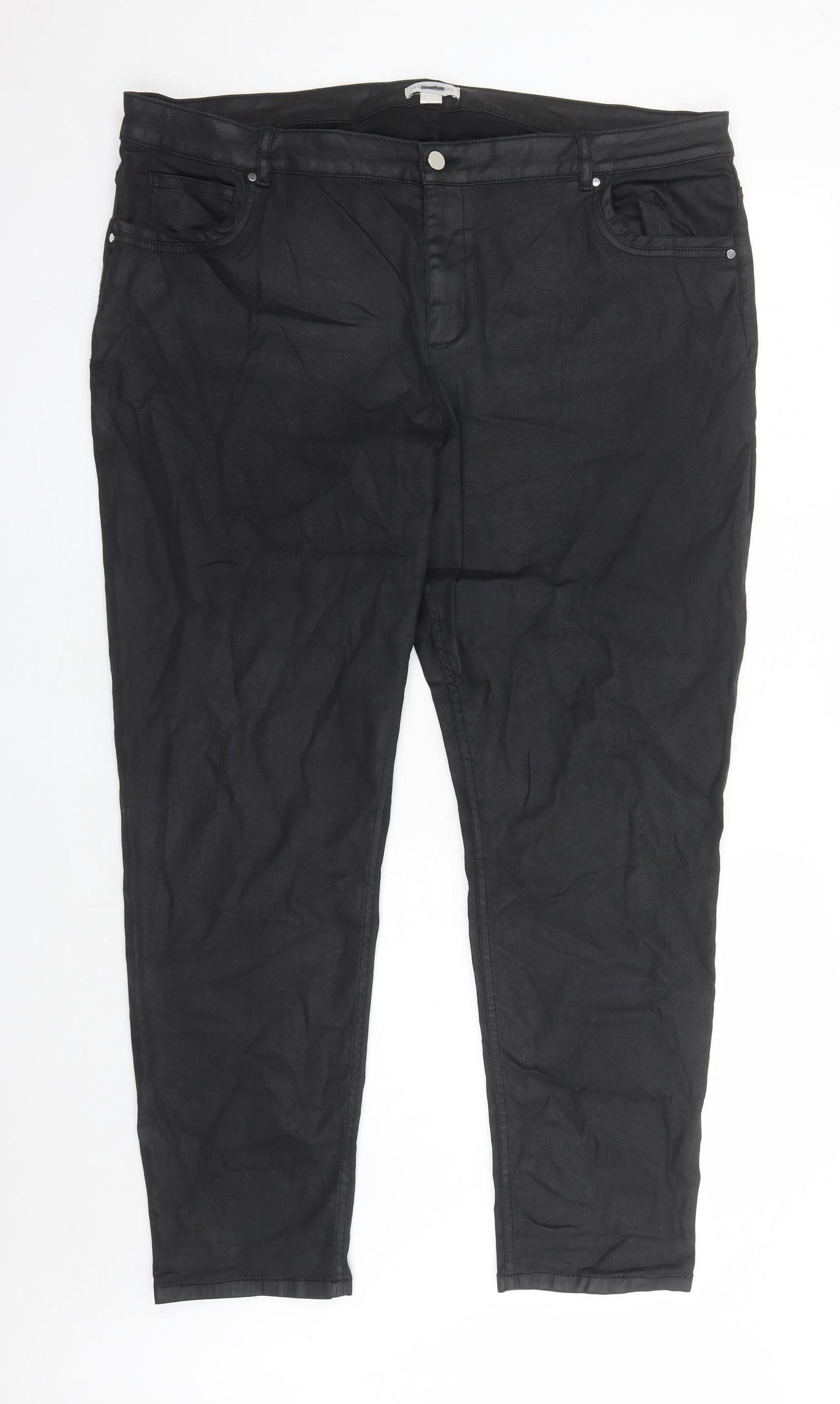 Monsoon Womens Black Cotton Straight Jeans Size 22 L29 in Regular Zip