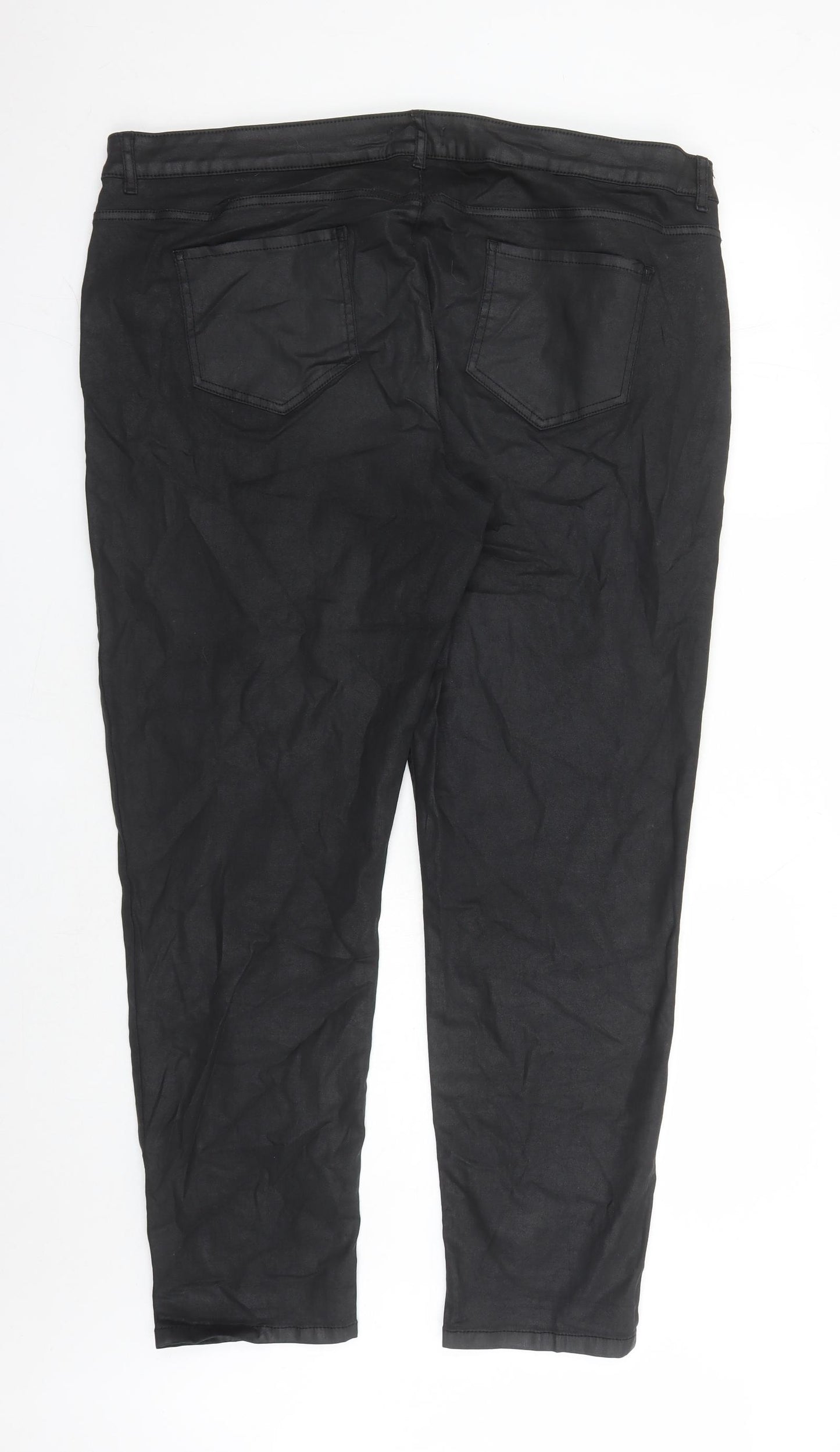 Monsoon Womens Black Cotton Straight Jeans Size 22 L29 in Regular Zip