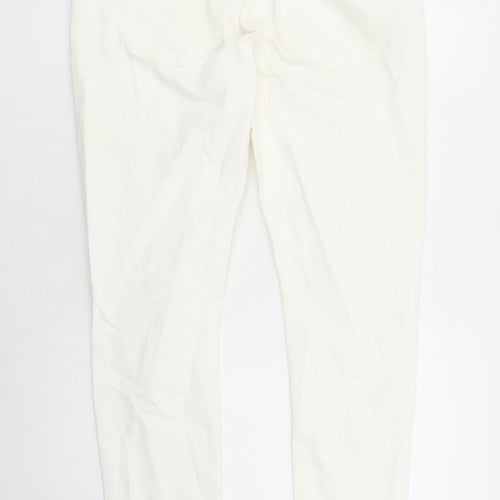 Denim & Co. Womens White Cotton Straight Jeans Size 14 L29 in Regular Zip