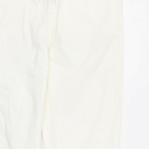 Denim & Co. Womens White Cotton Straight Jeans Size 14 L29 in Regular Zip