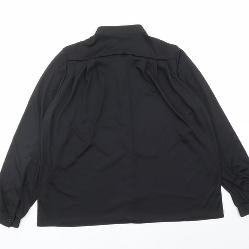 St Michael Womens Black Polyester Basic Button-Up Size 14 Round Neck - Vintage