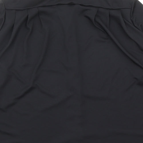 St Michael Womens Black Polyester Basic Button-Up Size 14 Round Neck - Vintage