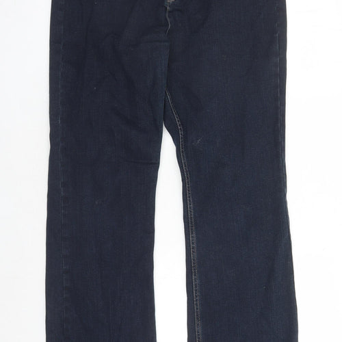 Per Una Womens Blue Cotton Bootcut Jeans Size 14 L30 in Regular Zip