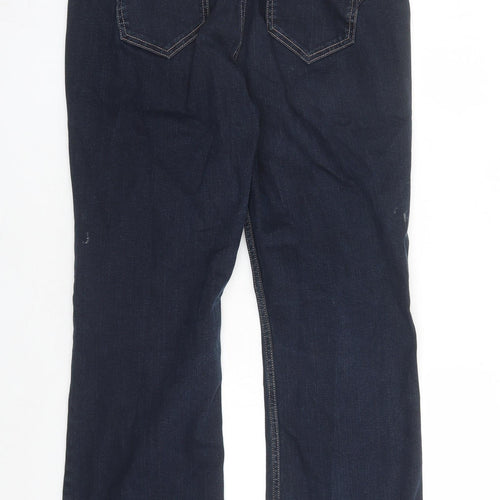 Per Una Womens Blue Cotton Bootcut Jeans Size 14 L30 in Regular Zip