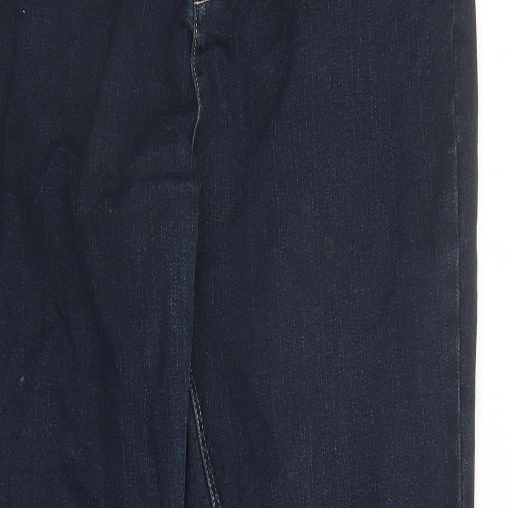 Per Una Womens Blue Cotton Bootcut Jeans Size 14 L30 in Regular Zip