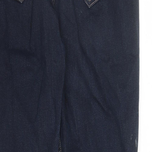 Per Una Womens Blue Cotton Bootcut Jeans Size 14 L30 in Regular Zip