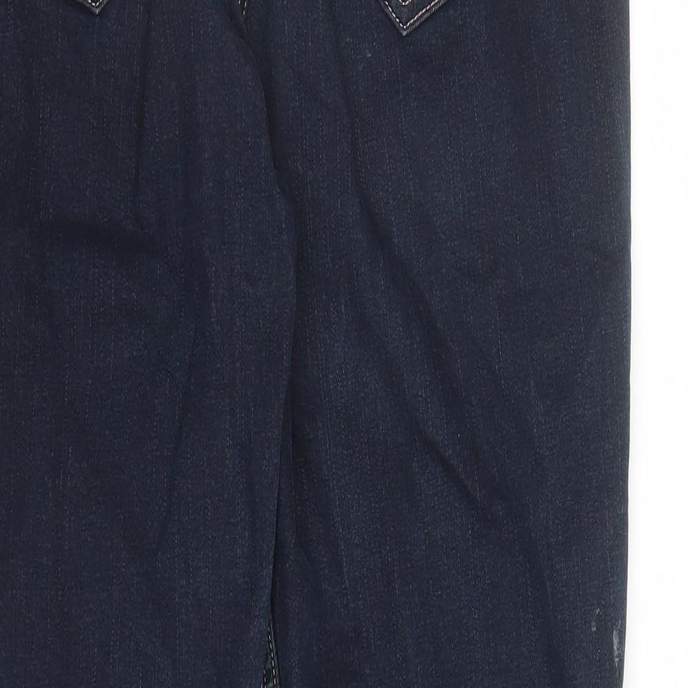 Per Una Womens Blue Cotton Bootcut Jeans Size 14 L30 in Regular Zip