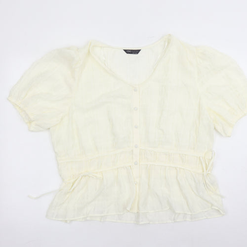 Marks and Spencer Womens Ivory Polyester Basic Blouse Size 20 Round Neck