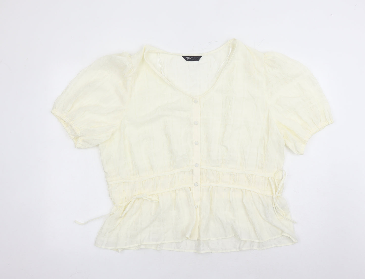Marks and Spencer Womens Ivory Polyester Basic Blouse Size 20 Round Neck
