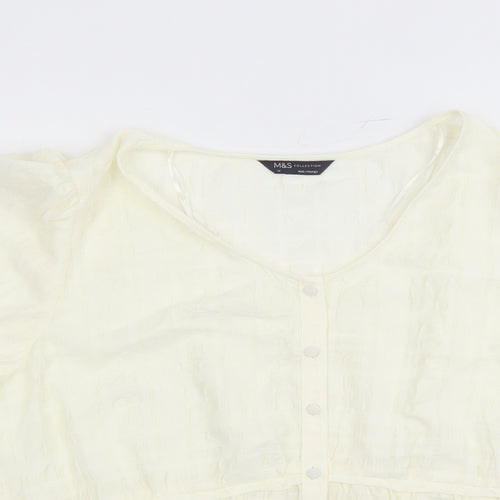 Marks and Spencer Womens Ivory Polyester Basic Blouse Size 20 Round Neck