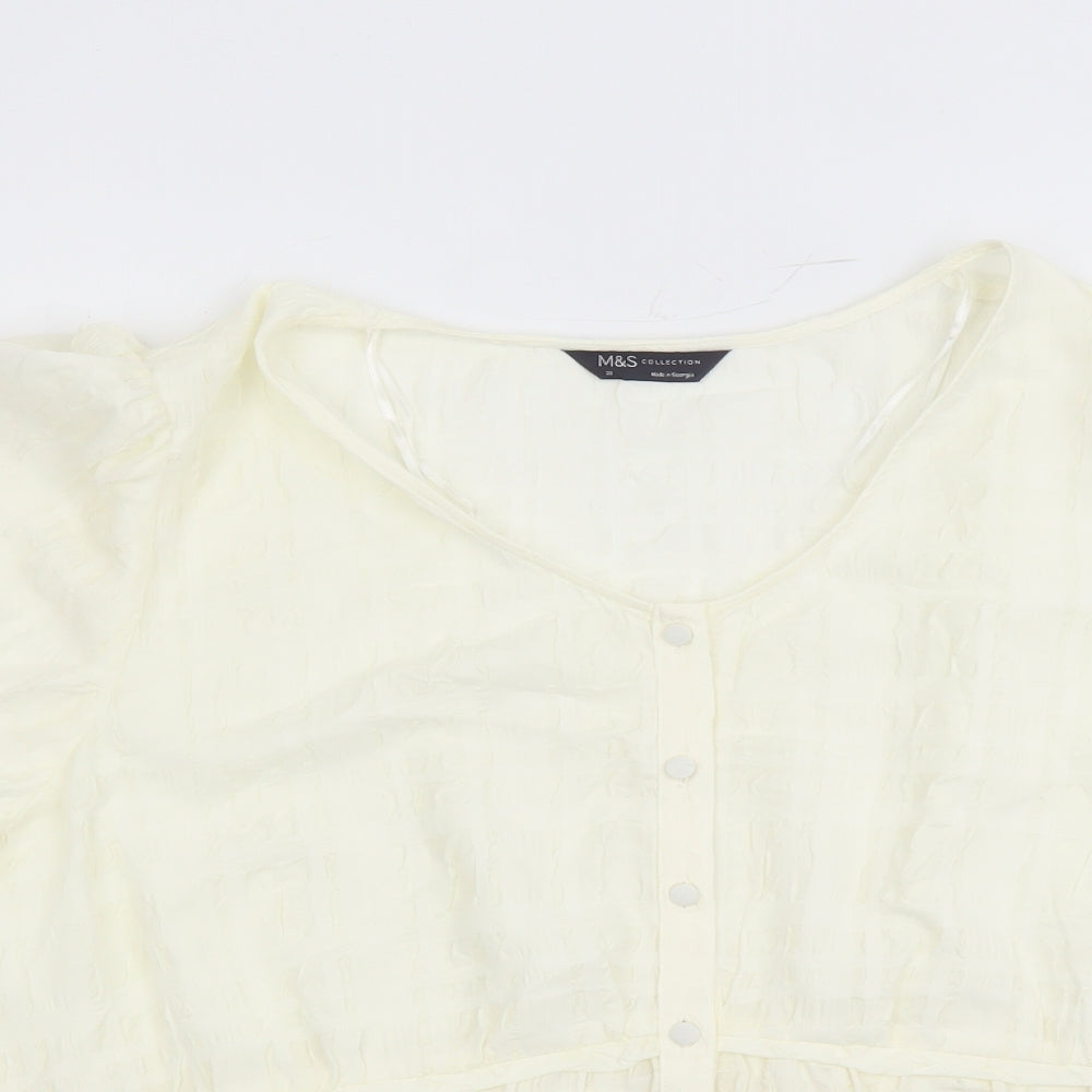 Marks and Spencer Womens Ivory Polyester Basic Blouse Size 20 Round Neck