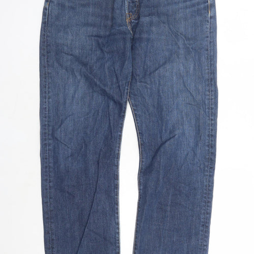 Levi's Mens Blue Cotton Straight Jeans Size 32 in L29 in Regular Button