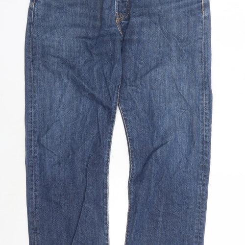 Levi's Mens Blue Cotton Straight Jeans Size 32 in L29 in Regular Button