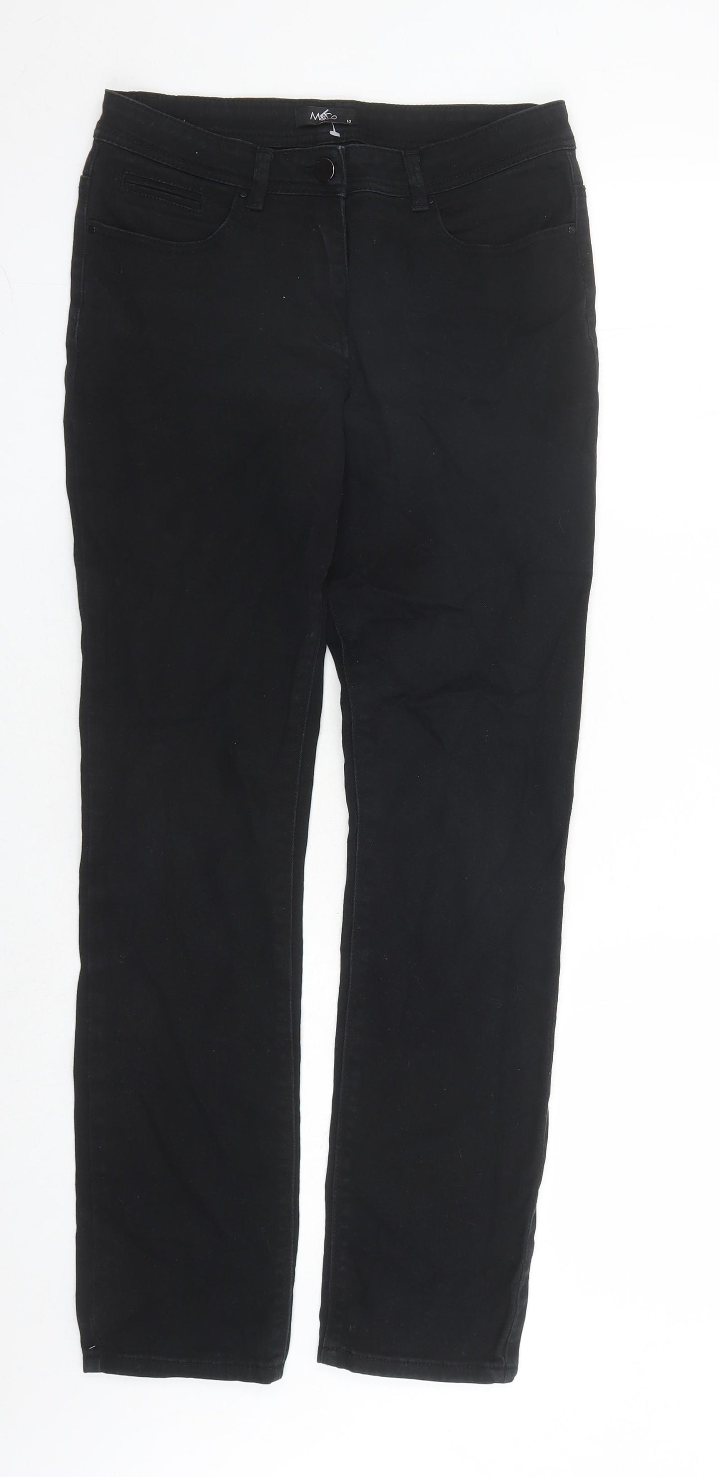 M&Co Womens Black Cotton Straight Jeans Size 10 L29 in Regular Zip