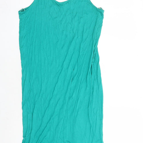 Marks and Spencer Womens Green Viscose Tank Dress Size M Roll Neck Pullover