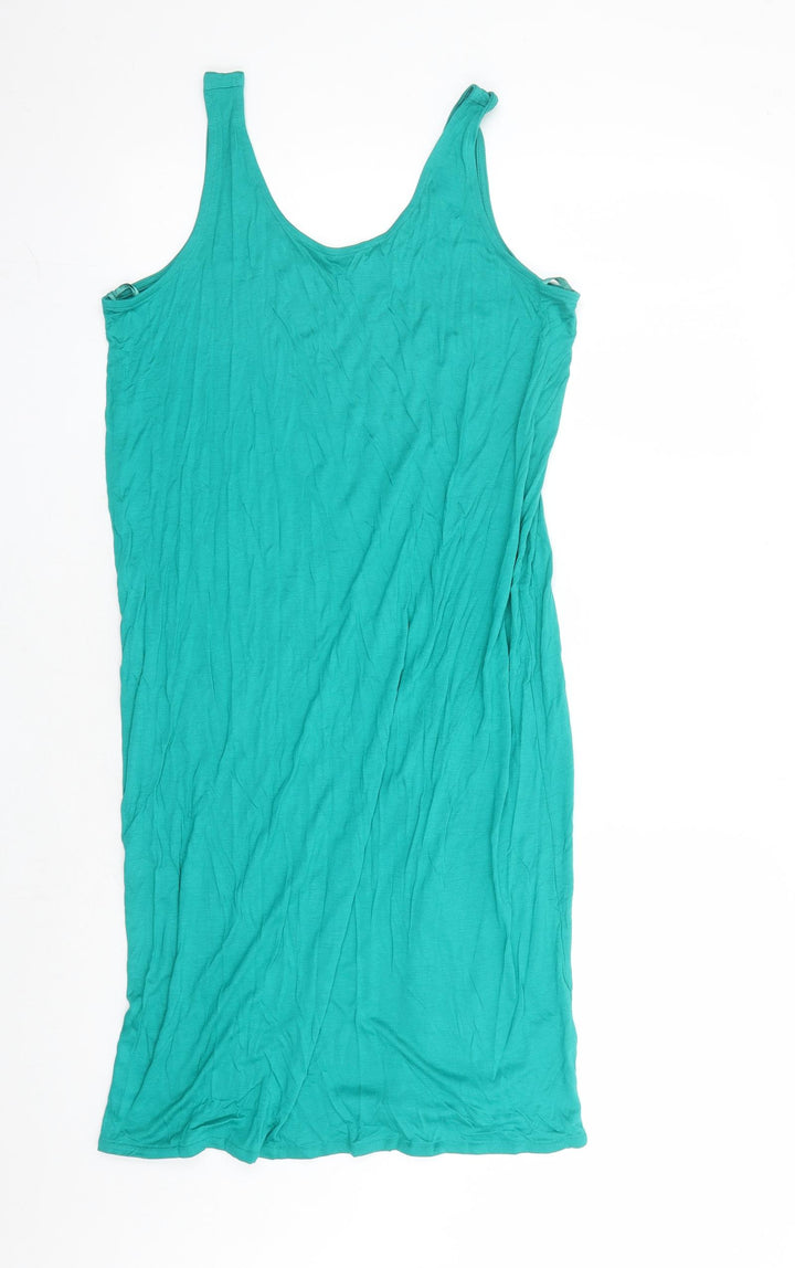 Marks and Spencer Womens Green Viscose Tank Dress Size M Roll Neck Pullover