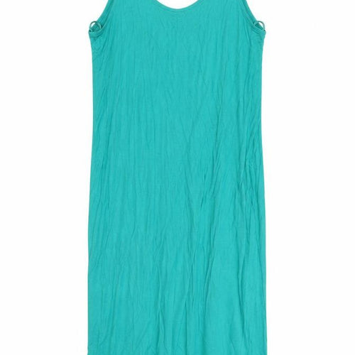 Marks and Spencer Womens Green Viscose Tank Dress Size M Roll Neck Pullover