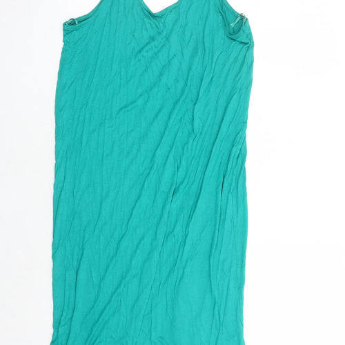 Marks and Spencer Womens Green Viscose Tank Dress Size M Roll Neck Pullover