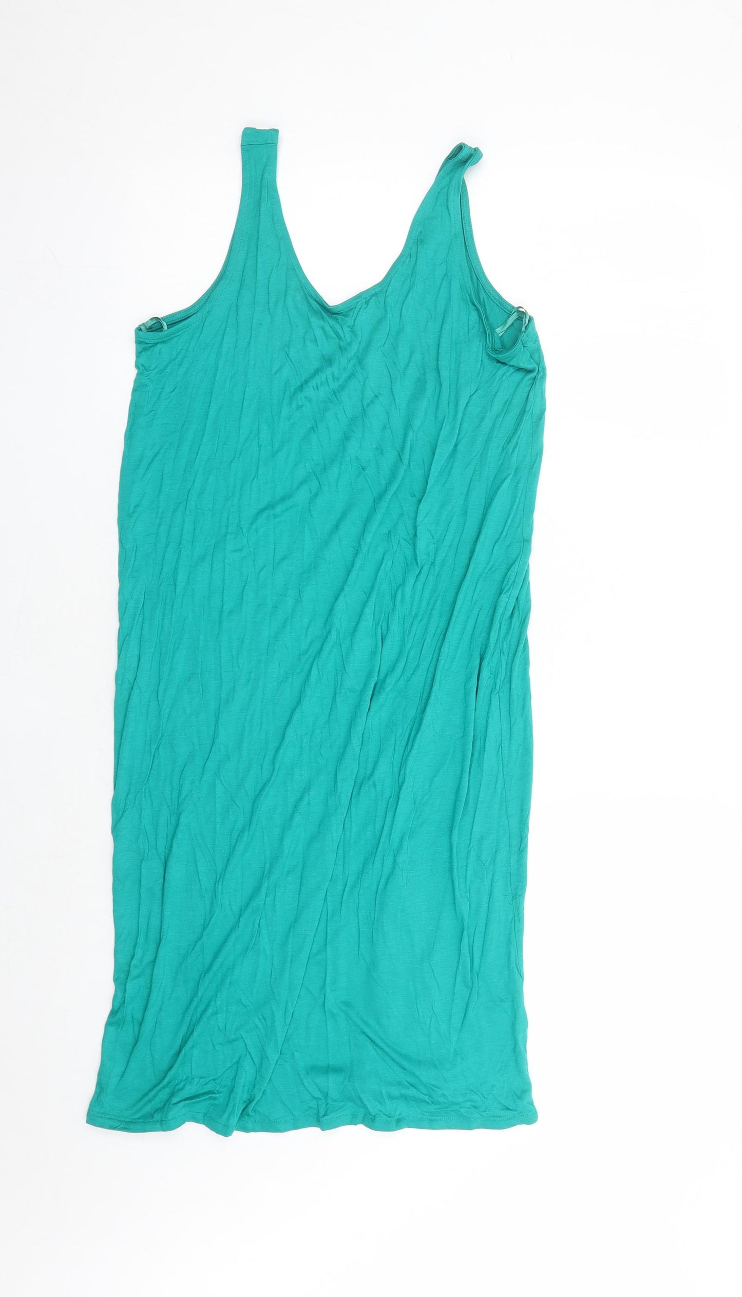 Marks and Spencer Womens Green Viscose Tank Dress Size M Roll Neck Pullover