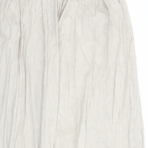 Marks and Spencer Womens Beige Linen Slip Dress Size 16 Round Neck Pullover