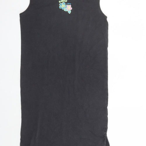 Marks and Spencer Girls Grey Cotton Tank Dress Size 10-11 Years Mock Neck Pullover - Hawaii Blues