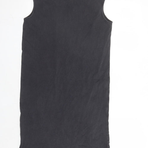Marks and Spencer Girls Grey Cotton Tank Dress Size 10-11 Years Mock Neck Pullover - Hawaii Blues