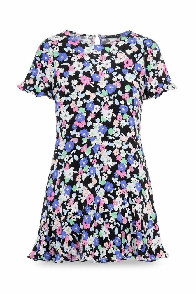 Marks and Spencer Womens Multicoloured Floral Viscose Trapeze & Swing Size 6 Round Neck Button