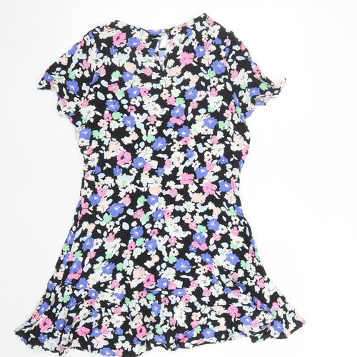 Marks and Spencer Womens Multicoloured Floral Viscose Trapeze & Swing Size 6 Round Neck Button