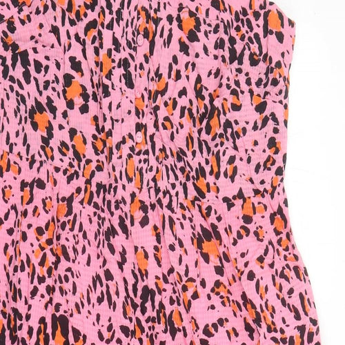 Marks and Spencer Womens Pink Animal Print Viscose Tank Dress Size 16 Sweetheart Pullover - Leopard Pattern